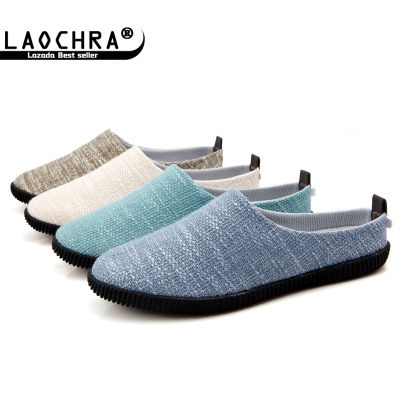 LAOCHRA รองเท้าผ้าใบสำหรับผู้ชาย,รองเท้าผ้าใบแฟชั่นรองเท้าเปิดส้นรองเท้ามูลส์เกาหลีรองเท้าโลฟเฟอร์รองเท้า Topsider ลื่นบนชาย