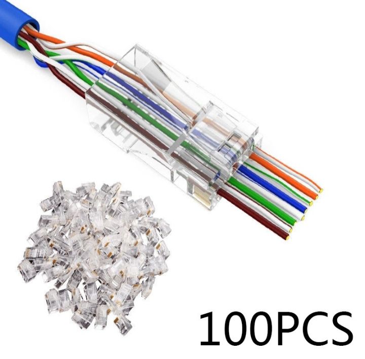 (100pcs) CAT6 Rj45 Passthrough Tagusan Passthru Ez Rj45 Ez Rj45 Rj45 ...