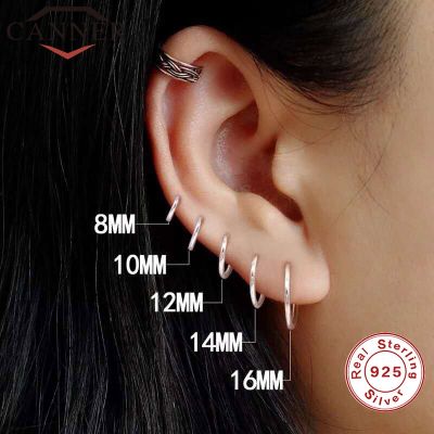 CANNER Simple Mini Hoop Earrings 925 Sterling Silver Fashion Temperament Circle Round Earring for Women THN