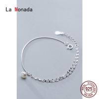 La Monada กำไลข้อมือเครื่องรางไข่มุกจำลองสำหรับผู้หญิงเงิน925เครื่องประดับสเตอร์ลิง925เงินสเตอร์ลิงดีสร้อยข้อมือผู้หญิง