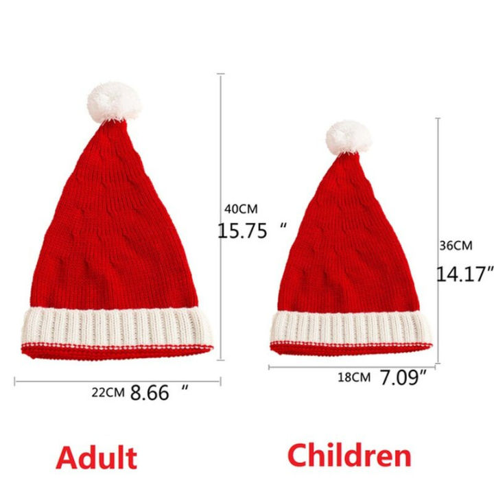 คริสต์มาสพ่อแม่และลูกหมวกน่ารัก-p-ompom-เด็กสาวเด็กหมวกหมวกสีทึบอบอุ่นโครเชต์แม่เด็ก-bonnet-หมวก