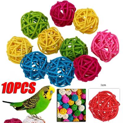 mapiuo 10pcs Bird Rattan Ball Chewing Toy For Parrot Budgie Parakeet Cockatiel