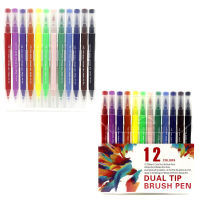 Dual Tip Brush Art Marker Pens FineLiner Watercolor Pen For Drawing Painting Coloring Books Manga School Supplies 122460 Color