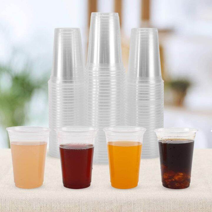 100 Packs 12 Oz Disposable Clear Plastic Cups, Water Drinking Cup, BPA