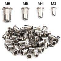 M3 M4 M5 M6 M8 M10 M12 304 Stainless Steel Rivet Nuts Rivnuts Knurled Steel Head Nutserts Flat Head Threaded Insert Nuts