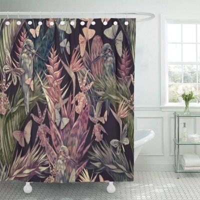 【CW】✥◕▫  Shower Curtain with Hooks Floral Leaves Trees Flowers Jungle Cactus