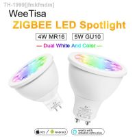 ✵❣♟ jfmkfmdm Lâmpada Regulável Inteligente Refletor LED Zigbee 3.0 GU10 5W MR16 4W 110V 220V 12V Plus