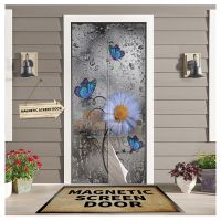 【LZ】 Daisy Butterfly Water Drop Door Curtains Summer Magnetic Anti-mosquito Screen Insect Fly Bug Home Kitchen Printed Curtains