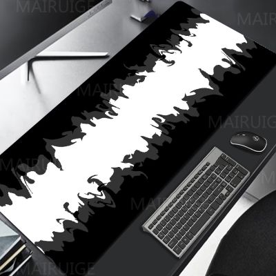 แผ่นรองเมาส์สีดำและสีขาว แผ่นรองเมาส์ขนาดใหญ่ แผ่นรองเมาส์สำหรับตู้ XXL Flame Gaming Accessories แผ่นรองเมาส์ Rug Genshin Desktop Computer Game Pad