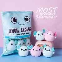 One Pair Newt Salamander Axolotl Bags 6pcs Pudding Balls Candy Bag Mini Animals Plush Pillow Sounding Paper Kids Drop Shipping