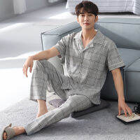 High Quality Pyjamas Men Spring Summer Pure Cotton Breathable Pajamas Short Sleeved Cardigan Casual Male Home Cloth Suit Youth