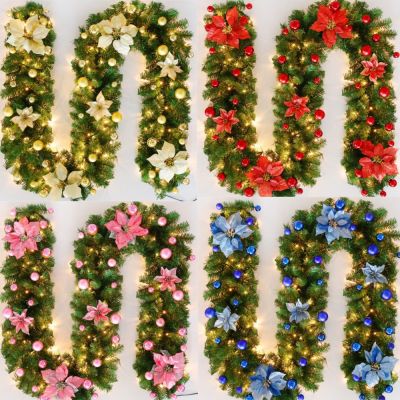 Home Party Decorations Door Hanging Ornament Rattan Wreath Ornament LED Light Christmas Decorations Christmas Wreath Decoration