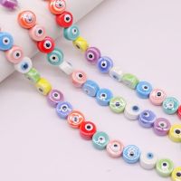 Multicolor Evil Eye Ceramic Beads For Jewelry Making Necklace Bracelet 8/10mm Oblate Porcelain Eye Spacer Bead Accessories Beads