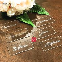 Wedding Acrylic Table Sign Holder with Wooden Base Clear Wedding Table Sign Number Place Card Display Stand for Restaurant Hotel