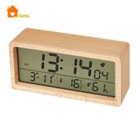 [Love_Home] Wooden LED Digital Alarm Clock Date 12/24 hours Snooze Clocks Portable Temperature and Humidity Display Table Alarm ClocksTH