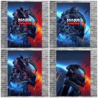 ☄ Mass Effect Legendary Edition เกมอะนิเมะโปสเตอร์ภาพวาดสีน้ำมันบนผืนผ้าใบ Live Room Wall Decor สติ๊กเกอร์ติดผนังตกแต่งบ้านภาพวาด