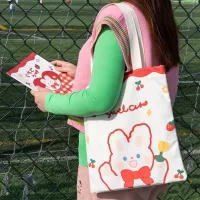 กระเป๋าผ้าถือลายหมีกระต่าย กระเป๋าผ้า สไตล์เกาหลี แฟชั่นมา การ์ตูน-น่ารัก พร้อมส่ง #BAG01