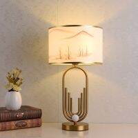 Classical retro home lamp E27 table lamp cloth lampshade table lamp for bedroom study and family reading