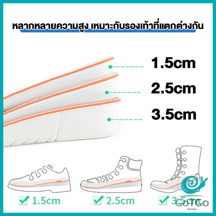 gotgo-แผ่นเสริมส้นรองเท้า-เพิ่มส่วนสูง-1-5cm-2-5cm-3-5cm-เพิ่มความสูงข้างในรองเท้า-ระบายอากาศดี-heightened-insoles