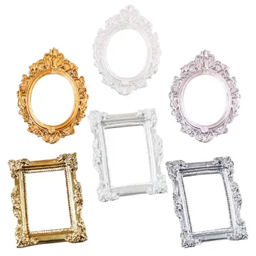  10pcs Diy Photo Frame Picture Frame Decorative Photo Frame  Photo Holder Frame Oval Photo Frame House Decorations for Home Jewelry  Photo Props Frame Phone Case White Resin Household