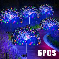 (TEX)Solar Firework LED Stake Lights Outdoor Garden Decor Pathway Fairy Light Waterproof Yard Lawn Patio Landscape Decor Solar Lamp