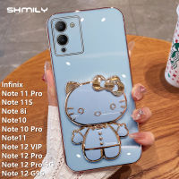 สำหรับ Infinix Note 11 Pro Note 11S Note 8i Note10 Note 10 Pro Note11 Note 12 VIP Note 12 12 Pro Note 12 12 Pro Note 12 Pro 5G Note 12 G96 Deluxe เคสโทรศัพท์เคลือบโลหะด้วยไฟฟ้าแฟชั่นลูกแมว KT น่ารักตัวยึดกระจกใส่โทรศัพท์