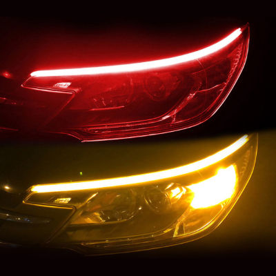 ไฟเลี้ยวสำหรับรถยนต์ไฟหน้ารถแถบไฟ60ซม. สีคู่ไฟหลอดแถบไฟหน้ารถมอเตอร์ไซค์แบบ LED
