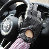 Motorcycle Riding Deerskin Gloves Mens Single-Layer Thin Fashion Hollow New Spring and Autumn Car Driving Driver Leather Gloves