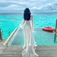 Bali Maldives ชุดเดรสกระโปรงยาว ผ้าโปร่ง เซ็กซี่ เหมาะกับเดินชายหาด แฟชั่นฤดูร้อน สําหรับสตรี cd