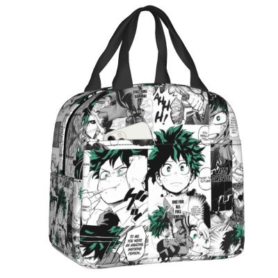 ✒◎▩ My Hero Academia Portable Lunch Boxes Women Leakproof Anime Manga Cooler Thermal Food Insulated Lunch Bag Kids School Children