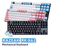 Razeak RK-X62 คีย์บอร์ดบลูสวิตช์กดเสียงดังคีย์แคปสีสวย Metal Mechanical Keyboard Gaming BLUESWITCH