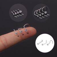 2023 New 1Pcs 20G Titanium Steel Nose Stud Nose Rings 1.5-3mm Mini Zircon Nose Nail L Shape Screws Nostril Piercing Jewelry Electrical Connectors