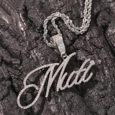 HIP HOP Custom Small Flower Cursive Letter Pendant Chain Necklace Combination Words Name Zirconia Jewelry