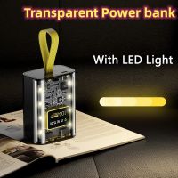 20000mAh Transparent Power bank for iPhone 14 Samsung Huawei Portable Charger Fast Charging Powerbank Built in Cable Poverbank ( HOT SELL) iexx214