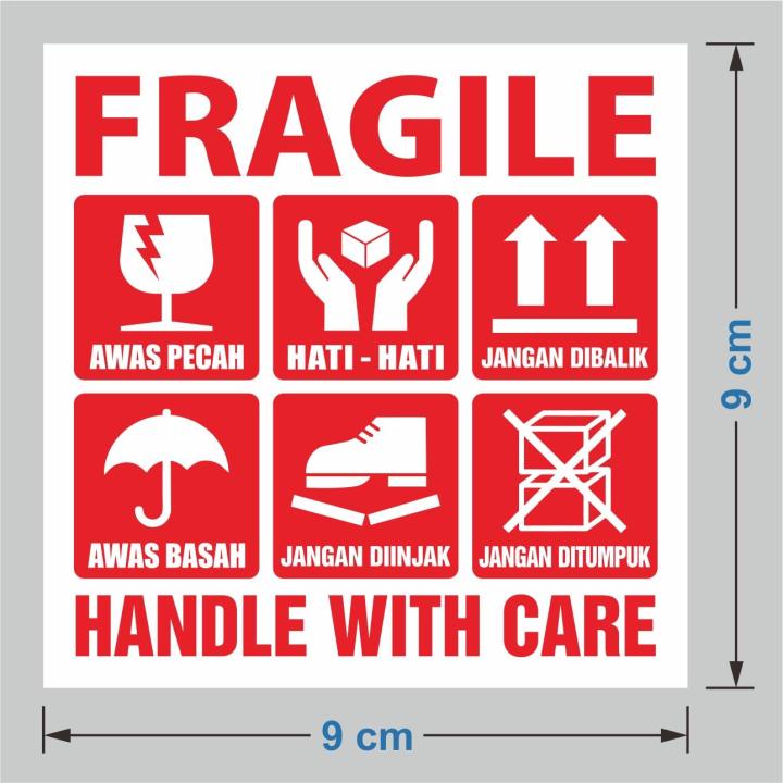 Sticker Label Fragile Pcs Awas Pecah Stiker Handle With Care Hati