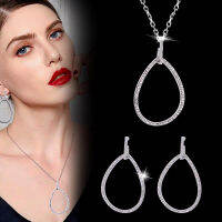 SINLEERY Simply Fashion Jewelry Hollow Teardrop Earrings Necklaces Set Black Silver Color Chain Necklace For Women TZ017