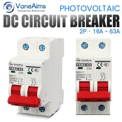 2P DC 500V Mini Circuit Breaker Overload Protection Switch 6A 10A 16A 20A 25A 32A 40A 50A 63A MCB Solar panel controller
