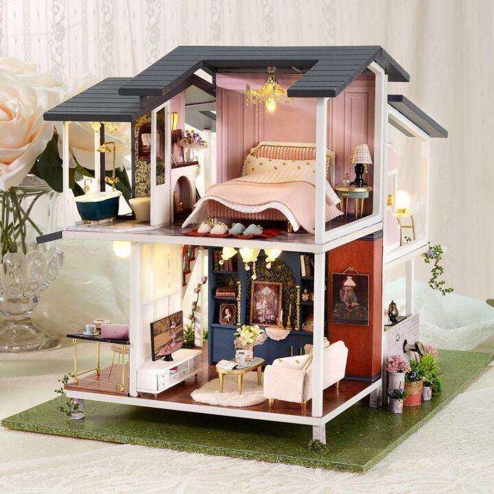 2023diy-กระท่อมบ้านแฮนด์เมดประกอบโมเดลวิลล่าปริศนาสามมิติเด็กผู้หญิงของเล่นเด็กของขวัญวันเกิด