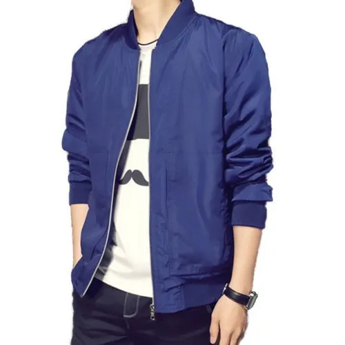 Bomber Jacket for Men Casual Formal Slim Fit Plain Zipper Plus Size ...