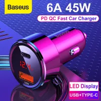 Baseus 45W Car Charger For iphone 12 Pro Max 11 Quick Charger Metal Dual USB Car Charger For Oppo Vivo Xiaomi Realme PD Phone Charger Suport AFC SCP
