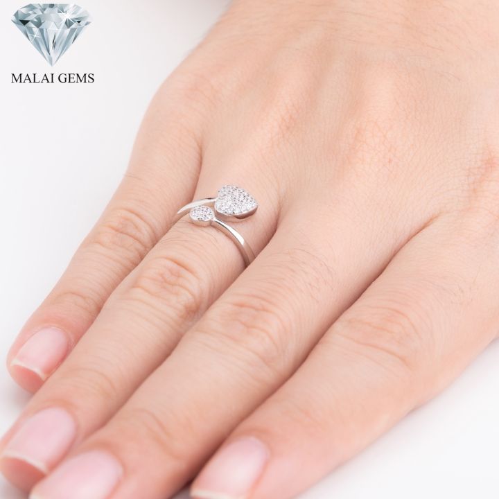 malai-gems-แหวนเพชร-แหวนเพชรหัวใจ-เงินแท้-925-เคลือบทองคำขาว-ประดับเพชรสวิส-cz-รุ่น-151-40r0021-แถมกล่อง-แหวนเงินแท้