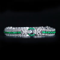 Emerald Diamond Bracelet สร้อยข้อมือเพชรมรกต มรกตแท้สีเขียวสด เนื้อสะอาดมาก ประดับเพชรแท้น้ำ96-97 ตัวเรือนเป็นทองขาว18k