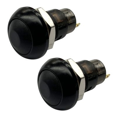 2X On-Off Latching Waterproof 12mm Push Button Switch SPST 2A IP67, Black
