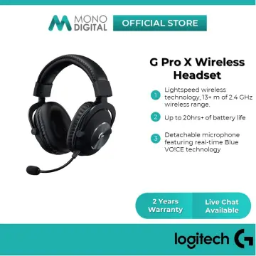  Logitech G PRO X Wireless Lightspeed Gaming Headset, Blue VO!CE  Mic Filter Tech, 50 mm PRO-G Drivers, DTS Headphone:X 2.0 Surround Sound,  Memory Foam, 20+ Hour Battery Life - Black 