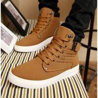 Men Sneakers Comfortable Casual Canvas Shoes Warm High-top Boots Black Khaki Brown Green