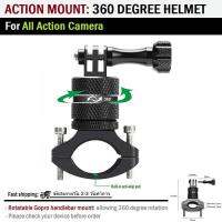 ขายึด ขาตั้งกล้อง แบบหมุน 360 องศา Action Camera แคลมป์ยึด สำหรับ รถ จักรยาน มอเตอร์ไซด์ - 360 Degrees Rotary Aluminum Handlebar Mount Holder Rear View Motorcycle for GoPro Hero, Xiaomi Yi, SJCAM