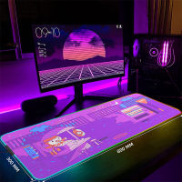 สีชมพู Kawaii RGB M Ousepad เล่นเกมขนาดใหญ่ Mousepads ส่องสว่างแผ่นรองเมาส์บิ๊ก LED แผ่นรองเม้าส์โต๊ะ Pad Backlit แป้นพิมพ์เสื่อ