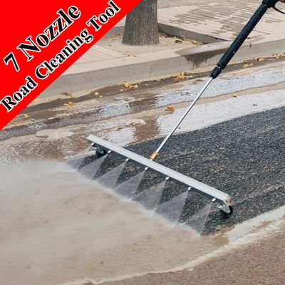 High Pressure Washer Undercarriage Cleaner 7 Nozzle Road Cleaning Tool, 4000 PSI Road Cleaning Machine