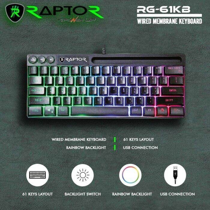 Keyboard Gaming Raptor RG 61KB / Keyboard Raptor 61KB Lazada Indonesia