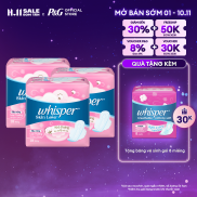 Combo 3 Băng Vệ Sinh WHISPER Skin Love Mặt Bông Siêu Mỏng Cánh Ngày Thường